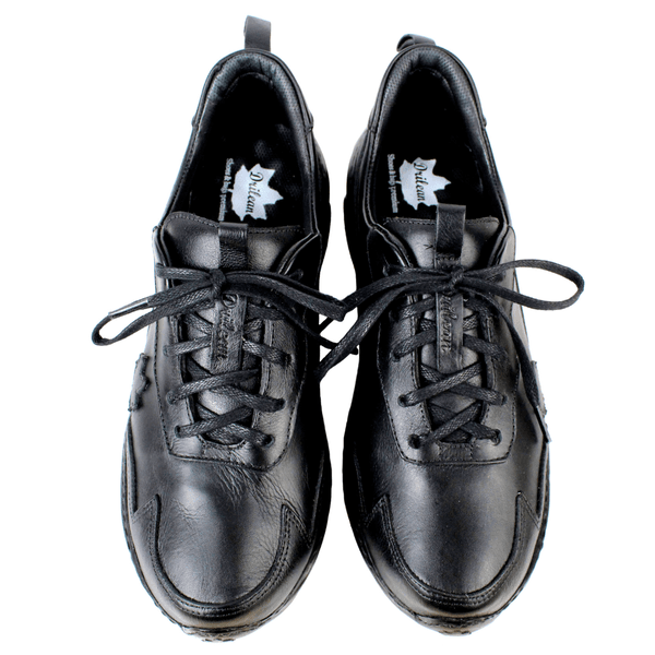 Tênis Feminino em Couro Legítimo com Palmilha em Gel - Preto - Sola Preta (CAF002)