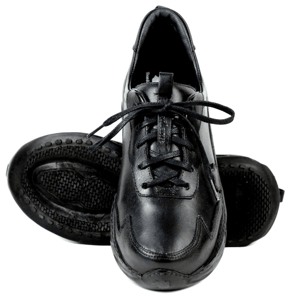 Tênis Feminino em Couro Legítimo com Palmilha em Gel - Preto - Sola Preta (CAF002)