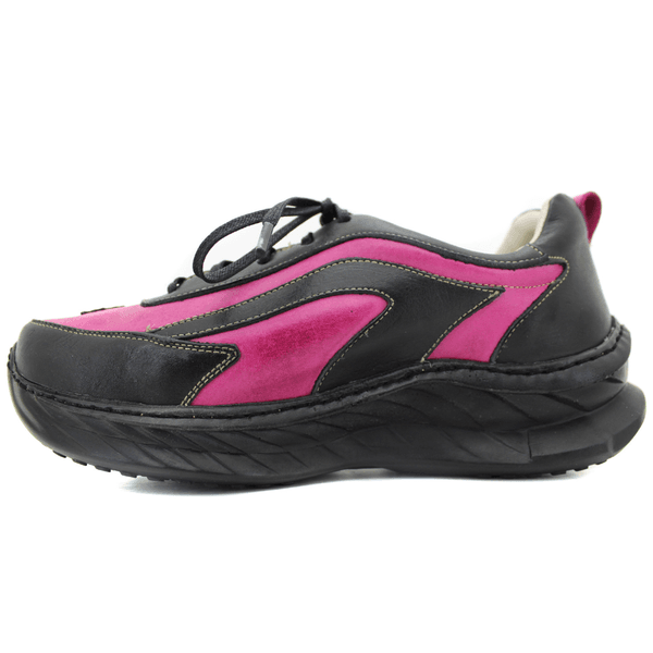 Tênis Feminino em Couro Legítimo com Palmilha em Gel - Violeta - Preto - Sola Preta (CAF003)