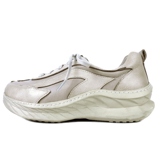 Tênis Feminino em Couro Legítimo com Palmilha em Gel - Off White/Bicolor Off - Sola Off (CAF003) 