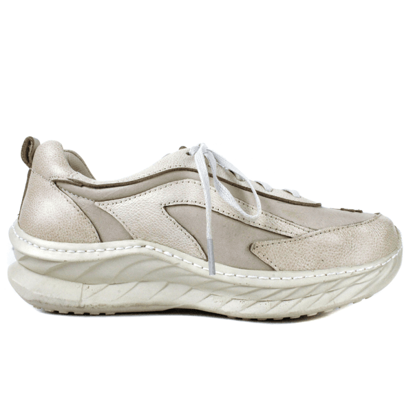 Tênis Feminino em Couro Legítimo com Palmilha em Gel - Off White/Bicolor Off - Sola Off (CAF003) 