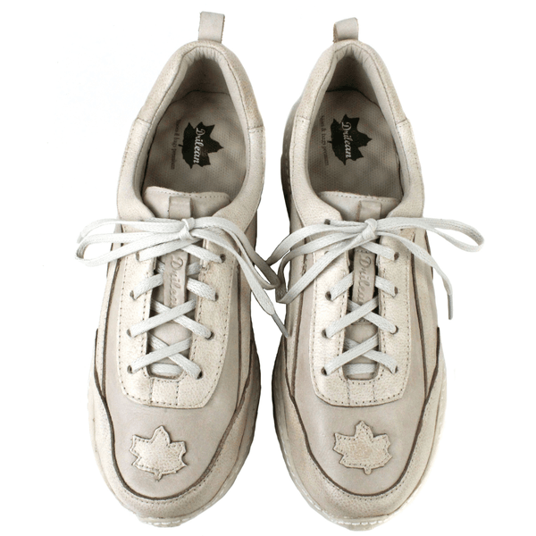 Tênis Feminino em Couro Legítimo com Palmilha em Gel - Off White/Bicolor Off - Sola Off (CAF003) 