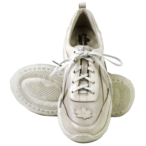 Tênis Feminino em Couro Legítimo com Palmilha em Gel - Off White/Bicolor Off - Sola Off (CAF003) 