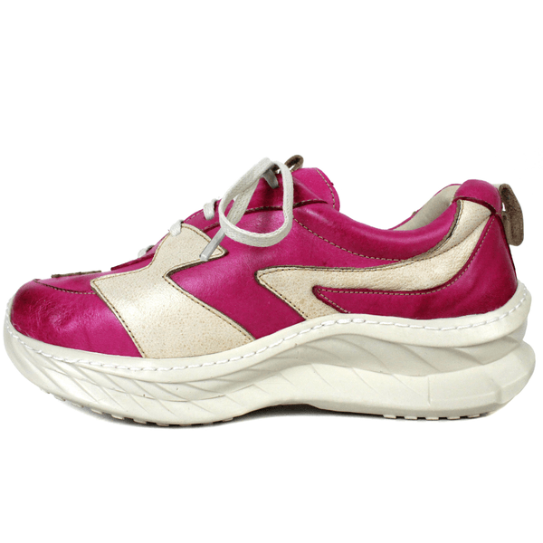 Tênis Feminino em Couro Legítimo com Palmilha em Gel - Violeta/Bicolor Off - Sola Off (CAF005)