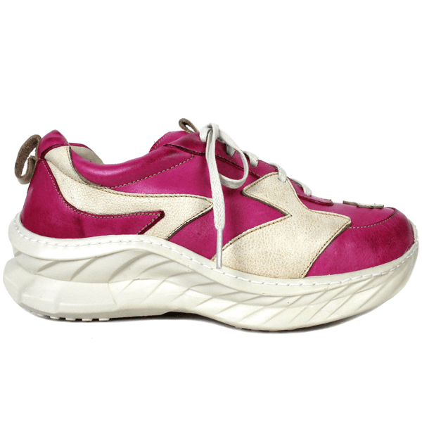 Tênis Feminino em Couro Legítimo com Palmilha em Gel - Violeta/Bicolor Off - Sola Off (CAF005)