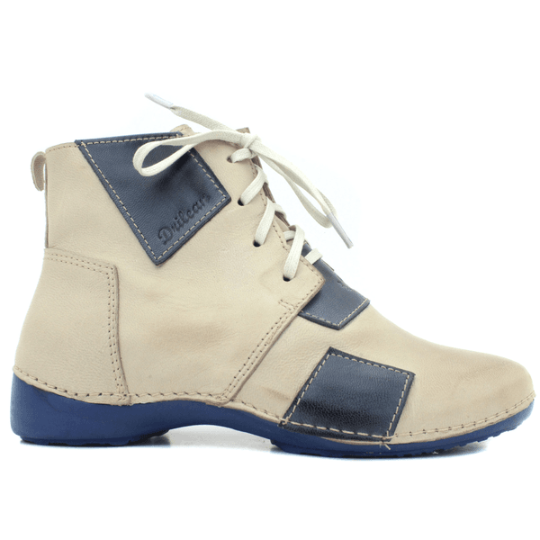 Bota Ortopédica Feminina em Couro Legítimo com Palmilha Gel - Off - Azul - Sola Azul - 33 (AL001)