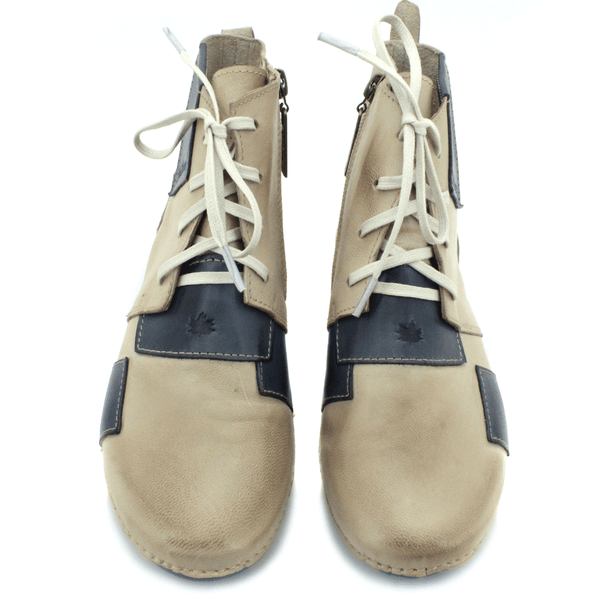 Bota Ortopédica Feminina em Couro Legítimo com Palmilha Gel - Off - Azul - Sola Azul - 33 (AL001)