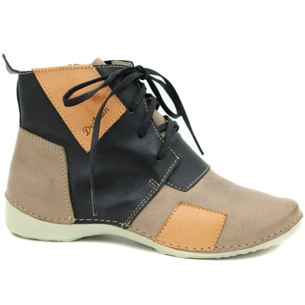 Bota Ortopédica Feminina em Couro Legítimo com Palmilha Gel - Fendi - Preto - Sola Off - 36 (AL001) OUTLET