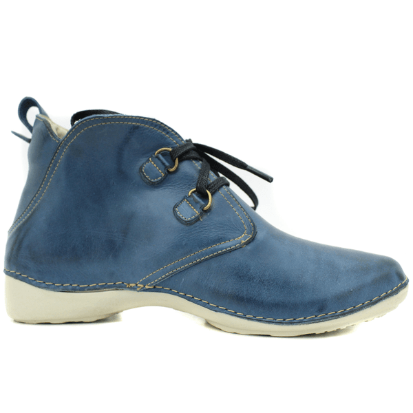 Bota Ortopédica Feminina em Couro Legítimo com Palmilha Gel - Azul - Sola Off (AL003)