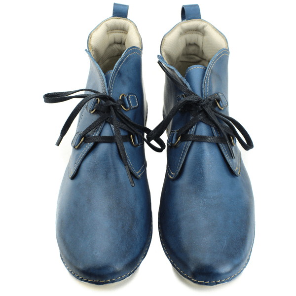 Bota Ortopédica Feminina em Couro Legítimo com Palmilha Gel - Azul - Sola Off (AL003)