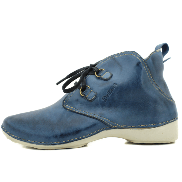 Bota Ortopédica Feminina em Couro Legítimo com Palmilha Gel - Azul - Sola Off - 35 (AL003) OUTLET
