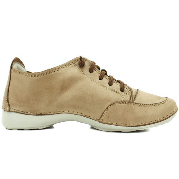 Tênis Feminino de Couro Legítimo com Palmilha em Gel - Caramelo - Sola Off (AL008)