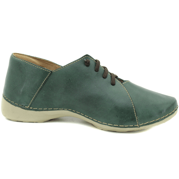 Tênis Feminino de Couro Legítimo com Palmilha em Gel - Verde - Sola Off (AL011)