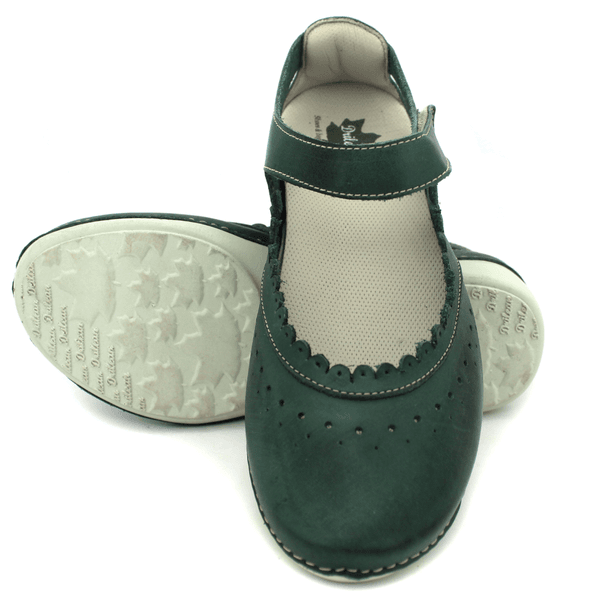 Sapatilha Feminina em Couro Legítimo e Palmilha Gel - Verde - Sola Off - 34 (AL014) OUTLET