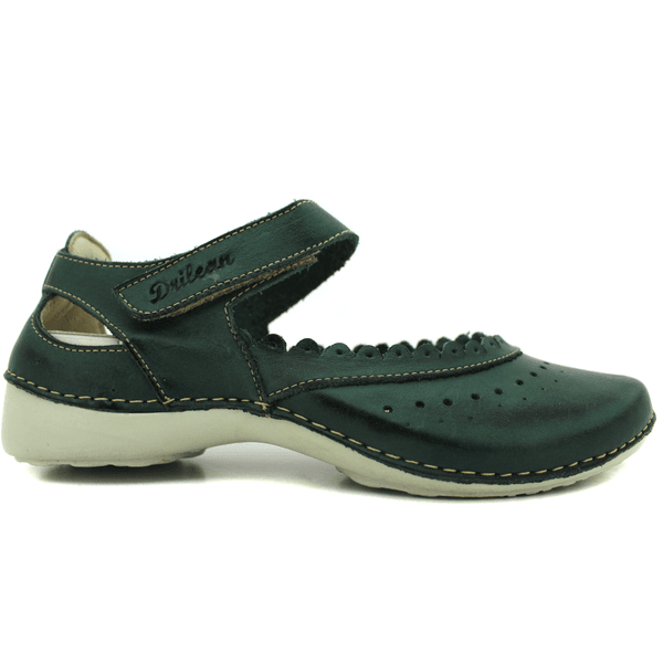 Sapatilha Feminina em Couro Legítimo e Palmilha Gel - Verde - Sola Off - 34 (AL014) OUTLET