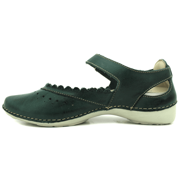 Sapatilha Feminina em Couro Legítimo e Palmilha Gel - Verde - Sola Off - 34 (AL014) OUTLET