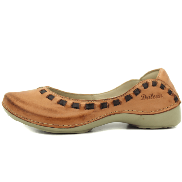 Sapatilha Feminina em Couro Legítimo e Palmilha Gel - Laranja - Sola Off - 34 (AL017) OUTLET