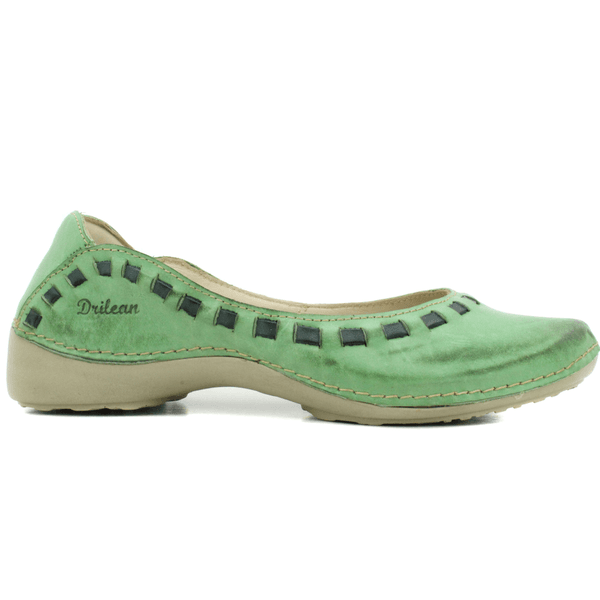 Sapatilha Feminina em Couro Legítimo e Palmilha Gel - Pistache - Verde - Sola Off - 33 (AL017) OUTLET