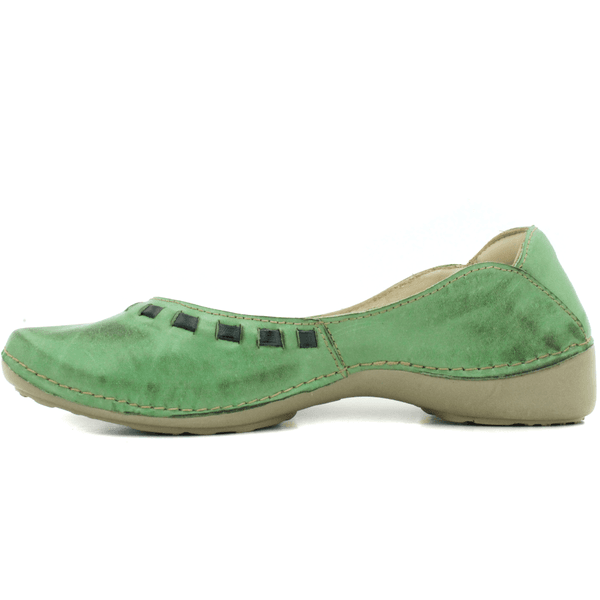 Sapatilha Feminina em Couro Legítimo e Palmilha Gel - Pistache - Verde - Sola Off - 33 (AL017) OUTLET