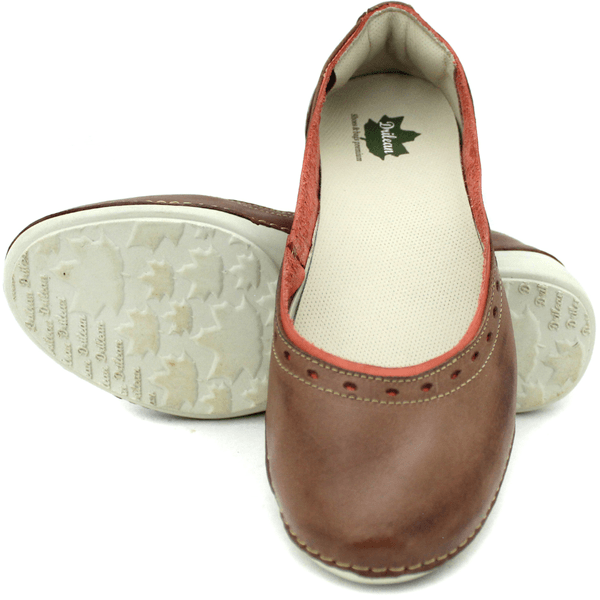 Sapatilha Feminina em Couro Legítimo e Palmilha Gel - Castanho - Coral - Sola Off - 37 (AL019) OUTLET