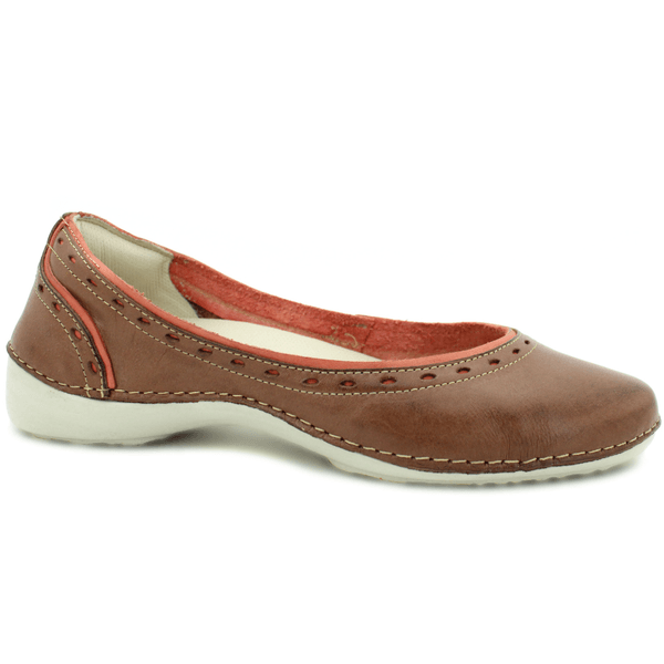 Sapatilha Feminina em Couro Legítimo e Palmilha Gel - Castanho - Coral - Sola Off - 37 (AL019) OUTLET