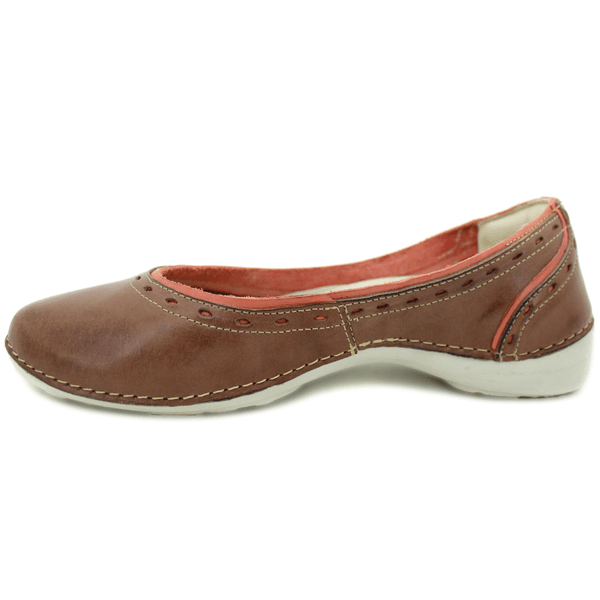 Sapatilha Feminina em Couro Legítimo e Palmilha Gel - Castanho - Coral - Sola Off - 37 (AL019) OUTLET