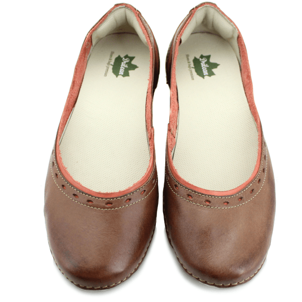 Sapatilha Feminina em Couro Legítimo e Palmilha Gel - Castanho - Coral - Sola Off - 37 (AL019) OUTLET
