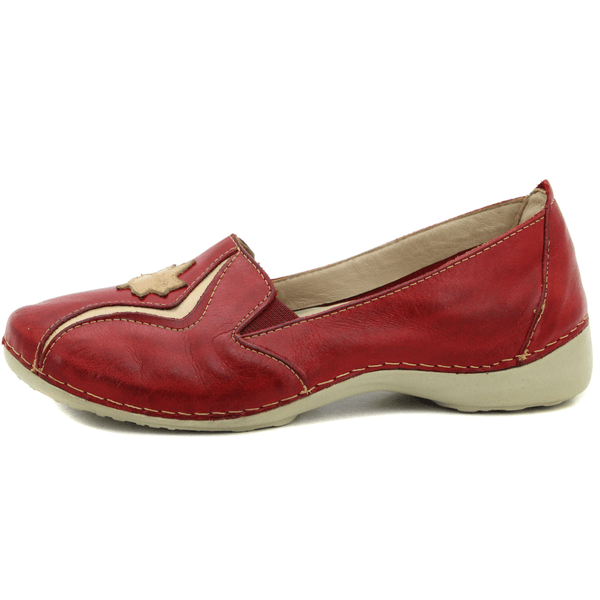 Sapatilha Feminina em Couro Legítimo e Palmilha Gel - Vermelho - Off - Sola Off - 36 (AL020) OUTLET