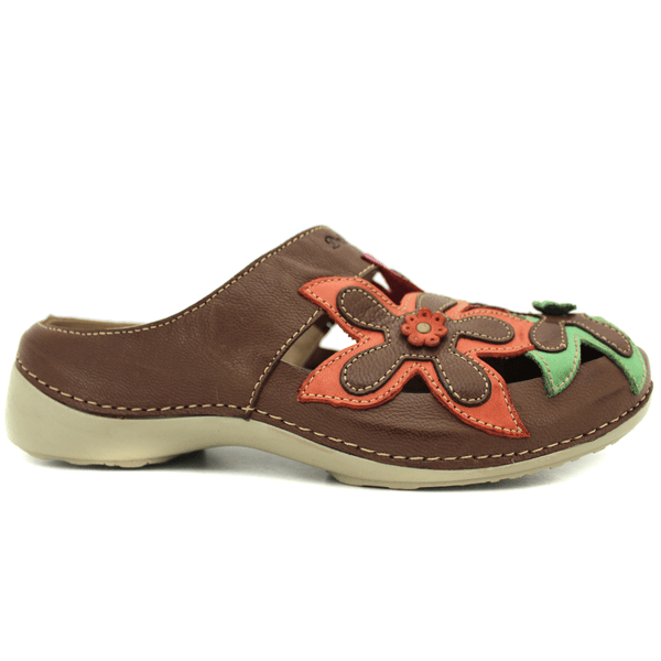 Mule Ortopédico Feminino em Couro Legitimo Palmilha Gel - Castanho - Coral - Violeta - Pistache - Sola Off - 33 (AL023)