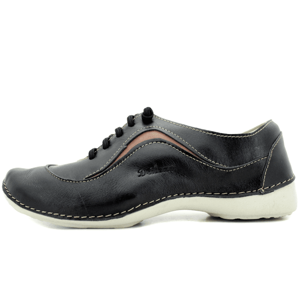 Tênis AL024 Preto - Castanho 100% couro com palmilha GEL - 34 - 35 - 36 - 37 - 38 - 39 OUTLET