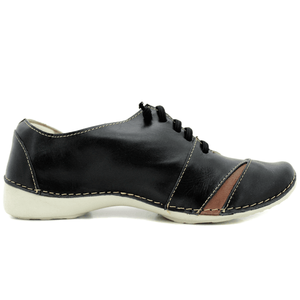 Tênis AL024 Preto - Castanho 100% couro com palmilha GEL - 34 - 35 - 36 - 37 - 38 - 39 OUTLET