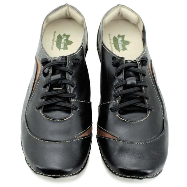 Tênis AL024 Preto - Castanho 100% couro com palmilha GEL - 34 - 35 - 36 - 37 - 38 - 39 OUTLET