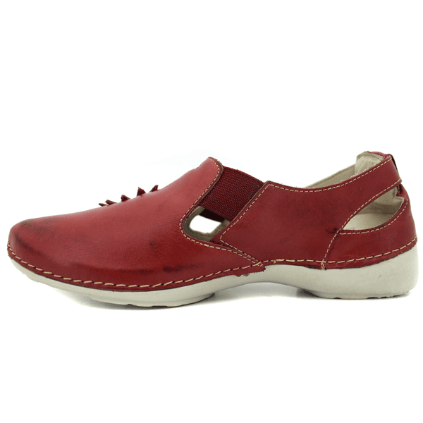 Sapatilha Feminina em Couro Legítimo e Palmilha Gel - Vermelho - Sola Off (AL025)