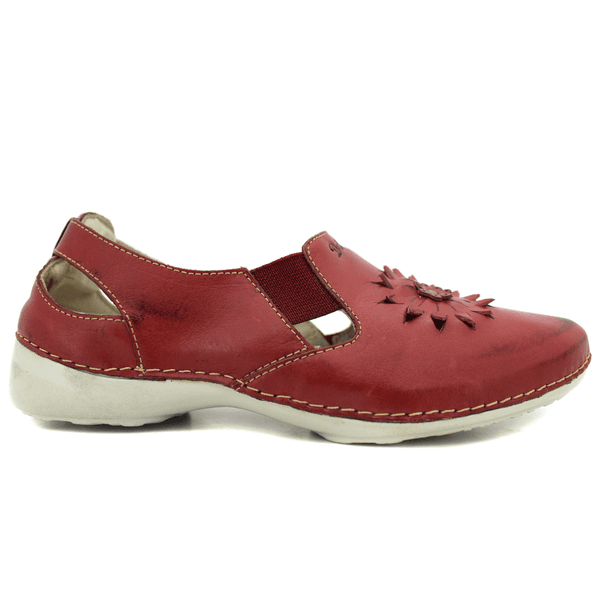 Sapatilha Feminina em Couro Legítimo e Palmilha Gel - Vermelho - Sola Off (AL025)
