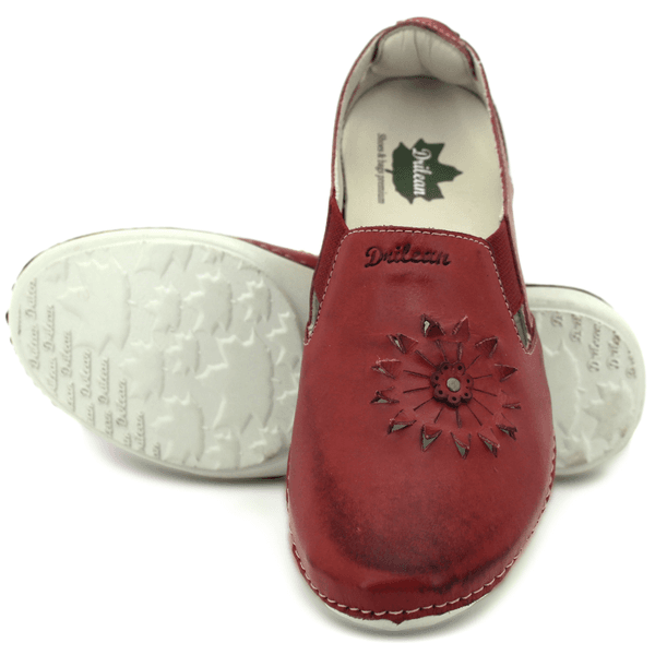 Sapatilha Feminina em Couro Legítimo e Palmilha Gel - Vermelho - Sola Off - 34 - 35 (AL025) OUTLET