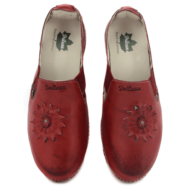 Sapatilha Feminina em Couro Legítimo e Palmilha Gel - Vermelho - Sola Off - 34 - 35 (AL025) OUTLET