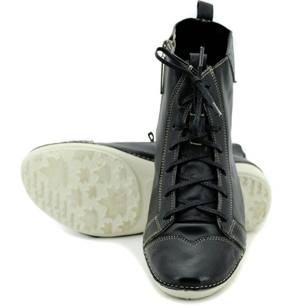 Bota Ortopédica Feminina em Couro Legítimo com Palmilha Gel - Preto - Sola Off (AL034)