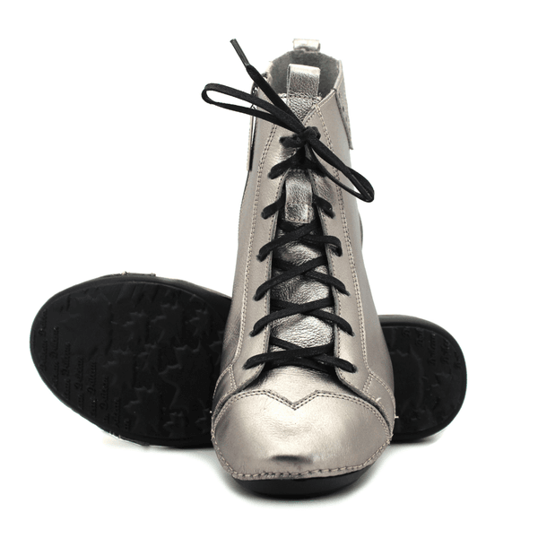 Bota Ortopédica Feminina em Couro Legítimo com Palmilha Gel - Onix - Sola Preta (AL034)