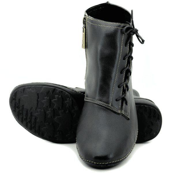 Bota Ortopédica Feminina em Couro Legítimo com Palmilha Gel - Preto - Sola Preta - 38 - 40 (AL035) OUTLET