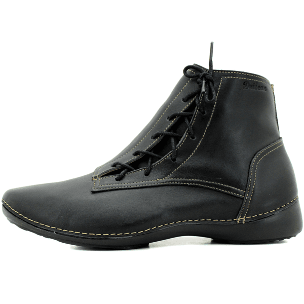Bota Ortopédica Feminina em Couro Legítimo com Palmilha Gel - Preto - Sola Preta - 38 - 40 (AL035) OUTLET