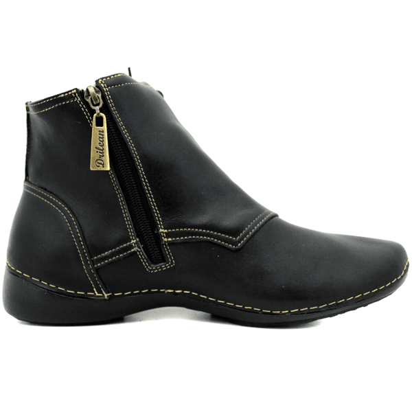 Bota Ortopédica Feminina em Couro Legítimo com Palmilha Gel - Preto - Sola Preta - 38 - 40 (AL035) OUTLET