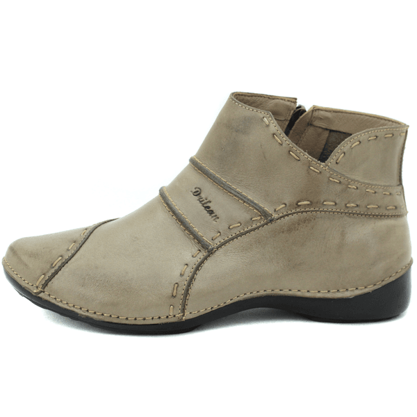 Bota Ortopédica Feminina em Couro Legítimo com Palmilha Gel - Chumbo - Sola Preta - 36 (AL037) OUTLET