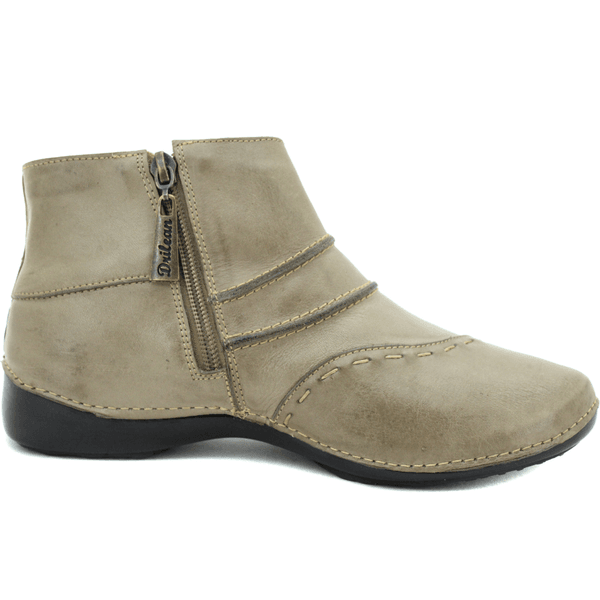 Bota Ortopédica Feminina em Couro Legítimo com Palmilha Gel - Chumbo - Sola Preta - 36 (AL037) OUTLET
