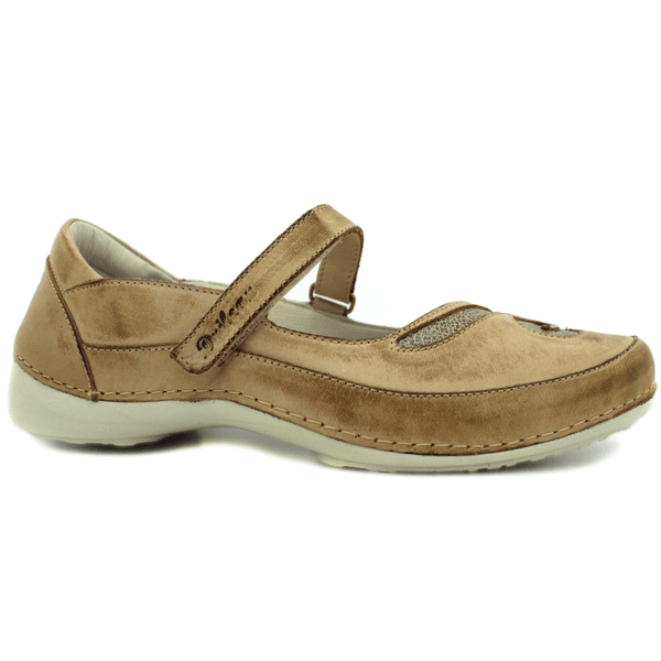 Sapatilha Feminina em Couro Legítimo e Palmilha Gel - Caramelo - Bicolor Fendi - Sola Off (AL048)