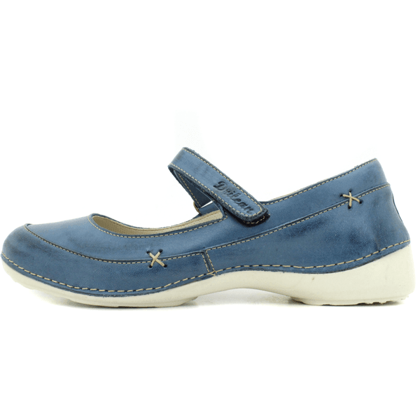 Sapatilha Feminina em Couro Legítimo e Palmilha Gel - Azul - Sola Off (AL049)