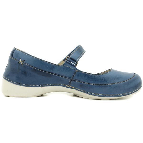 Sapatilha Feminina em Couro Legítimo e Palmilha Gel - Azul - Sola Off (AL049)