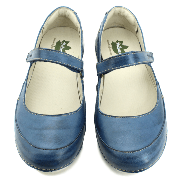 Sapatilha Feminina em Couro Legítimo e Palmilha Gel - Azul - Sola Off (AL049)