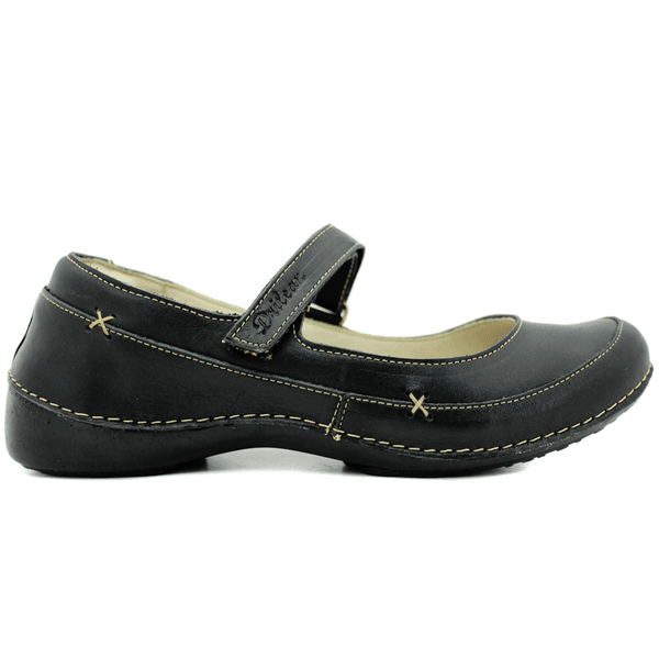 Sapatilha Feminina em Couro Legítimo e Palmilha Gel - Preto - Sola Preta - 36 (AL049) OUTLET