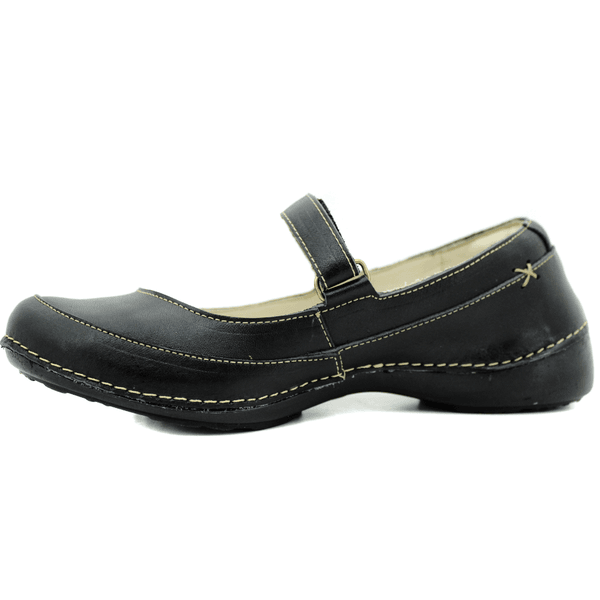 Sapatilha Feminina em Couro Legítimo e Palmilha Gel - Preto - Sola Preta - 36 (AL049) OUTLET
