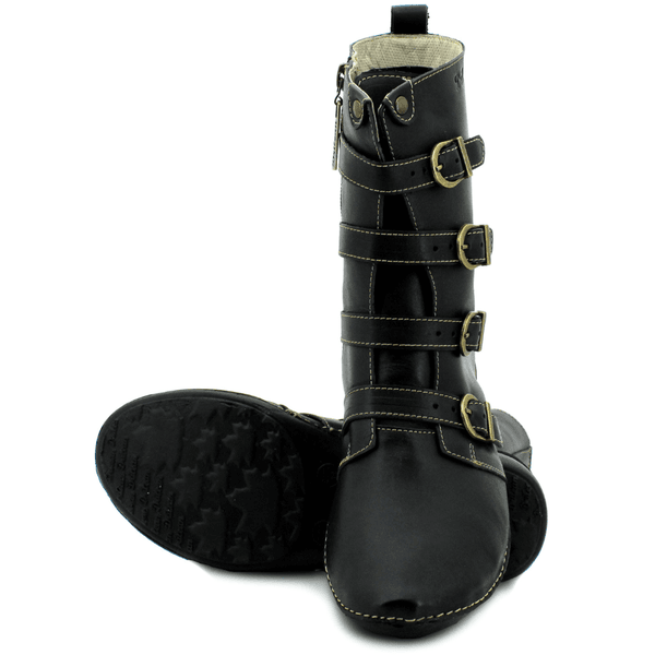 Bota Ortopédica Feminina em Couro Legítimo com Palmilha Gel - Preto - Sola Preta - 43 (AL060) OUTLET
